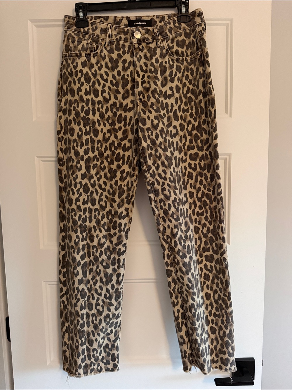 Mavi Leopard-Print Straight Leg Jeans in Brown/Tan
